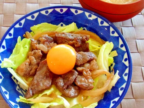 味付きカットステーキでステーキ丼